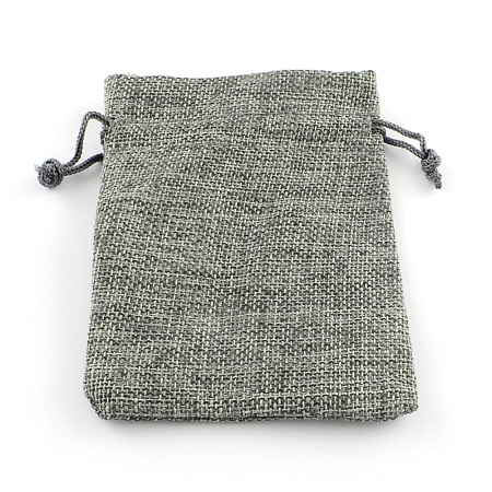 Polyester Imitation Burlap Packing Pouches Drawstring Bags X-ABAG-R005-17x23-04-1