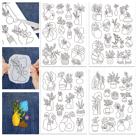 4 Sheets 11.6x8.2 Inch Stick and Stitch Embroidery Patterns DIY-WH0455-094-1