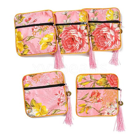 Chinese Style Floral Cloth Jewelry Storage Zipper Pouches AJEW-D063-01F-1