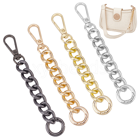 WADORN 4Pcs 4 Colors Alloy Curb Chain Purse Strap Extenders FIND-WR0008-86-1