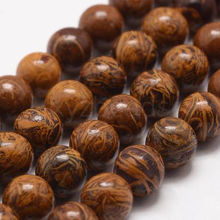 Natural Elephant Skin Jasper/Miriam Stone/Calligraphy Stone Beads Strands G-F512-6mm-1