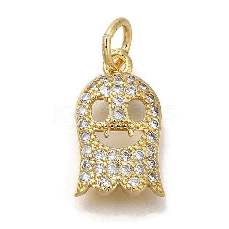 Rack Plating Brass Micro Pave Cubic Zirconia Charms KK-I720-15G-1