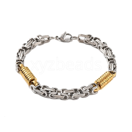 304 Stainless Steel Grooved Column Byzantine Chain Bracelets BJEW-B078-137GP-1