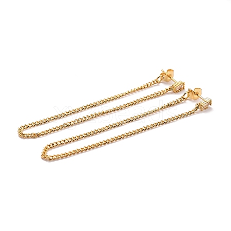 Long Chain Tassel Dangle Stud Earrings for Girl Women ZIRC-C025-23G-1