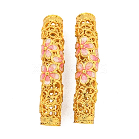 Rack Plating Brass Enamel Tube Beads KK-Z054-01G-1