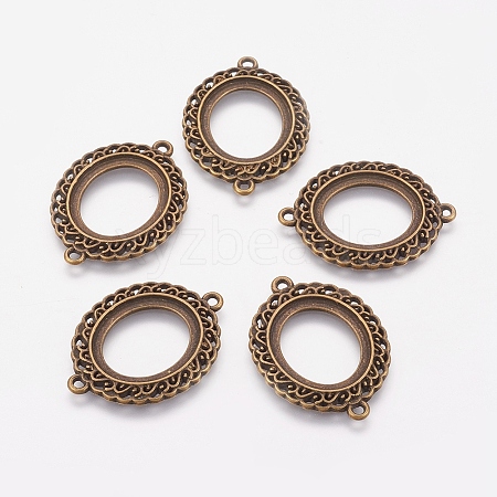 Tibetan Style Links Cabochon Bezel Open Back Settings X-TIBEP-R002-AB-LF-1