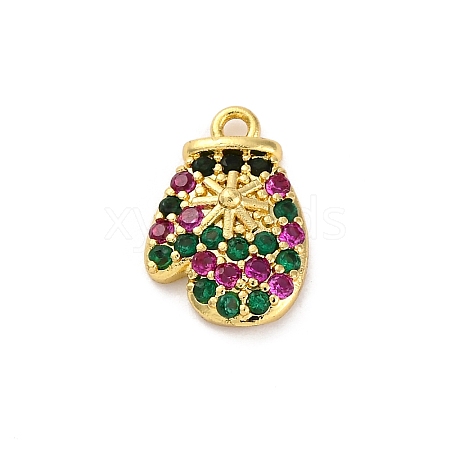 Christmas Series Brass Micro Pave Cubic Zirconia Pendants KK-Q010-01G-03B-1