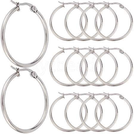 SOFPLATE 30 Pairs 304 Stainless Steel Hoop EarRing Shapes EJEW-SP0001-02B-P-1