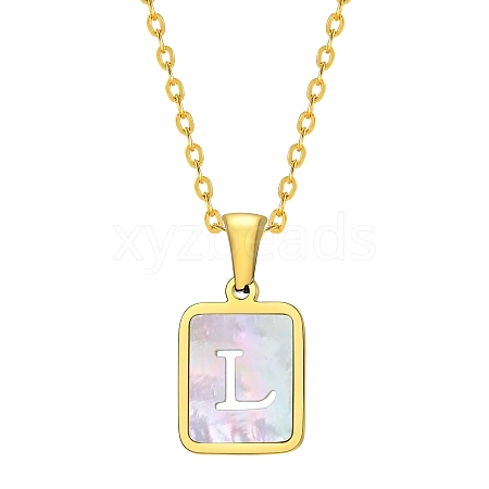 Shell Rectangle Pendant Initial Necklaces PW-WGEBFCF-12-1