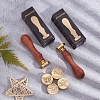 Brass Wax Seal Stamp with Rosewood Handle AJEW-WH0412-0351-5