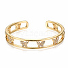 Brass Micro Pave Clear Cubic Zirconia Cuff Bangles BJEW-N302-001-NF-1