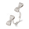 Bowknot Brass Micro Pave Clear Cubic Zirconia Open Cuff Rings for Women RJEW-C098-15P-1