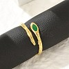 Snake 304 Stainless Steel Enamel Cuff Rings for Women RJEW-G338-10G-01-1