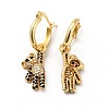 Cubic Zirconia Bear Dangle Hoop Earrings EJEW-F288-10-3