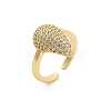 Rack Plating Brass Micro Pave Clear Cubic Zirconia Open Cuff Finger Rings for Women RJEW-M028-101G-5