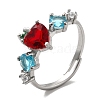 Colorful Cubic Zirconia & Rhinestones Apple Adjustable Ring RJEW-G278-18P-3