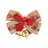 Christmas Linen Big Bowknot with Iron Bell Decorations AJEW-S088-02B-1