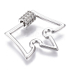 Brass Micro Pave Clear Cubic Zirconia Screw Carabiner Lock Charms ZIRC-T013-04P-NF-2