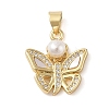 Brass & Shell & Clear Cubic Zirconia Pendants KK-I712-13G-1