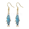 Light Gold Alloy Enamel Dangle Earrings EJEW-JE05607-02-1