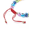 Evil Eye Resin Bead & Eye/Hamsa Hand/Flat Round Alloy Rhinestone Braided Beaded Bracelets for Girl Women BJEW-JB08742-5