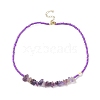Natural Gemstone Chips & Glass Seed Beaded Necklace for Women NJEW-JN04200-5