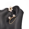 Natural Rose Quartz & Pearl Braided Flower Cuff Earrings EJEW-JE04957-02-4