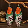 Bohemian Style Handmade Glass Bead Flower Dangle Earrings for Vacation and Daily Wear DA2939-1