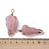 Natural Rose Quartz Copper Wire Wrapped Big Pendants G-B073-02RG-06-3