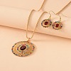 Oval Alloy Colorful Rhinestone Pendant Necklaces & Dangle Earrings Sets WGFA1EC-01-3