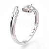 Rhodium Plated 925 Sterling Silver Micro Pave Cubic Zirconia Open Cuff Ring Settings STER-T007-127P-1