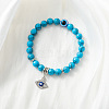 Synthetic Turquoise Stretch Bracelet with Evil Eye Charms SM1499-3-1