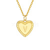 Golden Tone Brass Cable Chain Letter Heart Pendant Necklaces for Women PW-WG67FD6-22-1