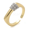 Brass Micro Pave Clear Cubic Zirconia Cuff Finger Rings for Women RJEW-B112-17GP-4