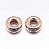 Real Rose Gold Plated Flat Round 925 Sterling Silver Spacer Beads STER-M103-02-6mm-RG-1