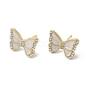 Butterfly Alloy & Enamel Stud Earrings with Clear Cubic Zirconia for Women EJEW-K282-03G-1