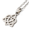 Non-Tarnish 201 Stainless Steel Heart with Sailor's Knot Pendant Necklace with Cable Chains NJEW-Q317-15P-2