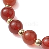 8mm Round Natural Carnelian & 10mm Round Brass Beaded Stretch Bracelets for Women BJEW-JB10557-4