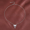 Brass Pave Colorful Cubic Zirconia Cross with Angel Wings Pendant Necklaces for Women WGF2102-02-2