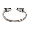 Dragon Head 304 Stainless Steel Open Cuff Bangles for Women BJEW-E094-23AS-3