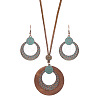 Bohemian Alloy & Wood Pendant Necklaces & Dangle Earrings Sets WG8FC17-03-3