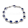 Platinum Alloy Teardrop Link Chain Bracelets BJEW-A005-01A-1
