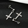 Christian Upside Down Cross 201 Stainless Steel Dangle Stud Earrings LS-EJEW-P314-01A-P-2