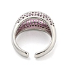 Real Platinum Plated Brass Micro Pave Clear Cubic Zirconia Cuff Rings RJEW-L113-016P-02-3