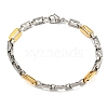 Ion Plating(IP) Two Tone 304 Stainless Steel Oval & Rectangle Link Chain Bracelet BJEW-B078-14GP-1