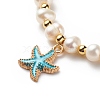 Natural Shell & Alloy Enamel Starfish Charms Bracelet BJEW-JB08636-5