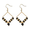 Glass Seed Braided Rhombus Dangle Earrings EJEW-MZ00082-1