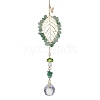 Green Aventurine with Glass and Lampwork Pendant Decorations HJEW-TA00130-01-1