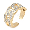 Curb Chain Shape Brass Micro Pave Clear Cubic Zirconia Open Cuff Ring for Women RJEW-Q819-05G-1