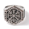 Viking 304 Stainless Steel Vegvisir Wide Finger Rings for Mens RJEW-U005-18A-01-2